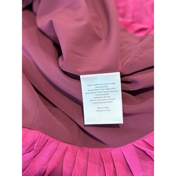 Tory Burch Dress Pink Floral Mini Sheath Wool Silk Long Sleeve Sheer Size 4 - Picture 13 of 14